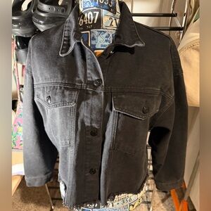 Black Denim Cropped Jacket